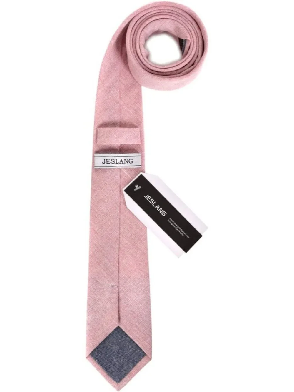 Men Pinkish Solid Heather Cotton Linen Textured Formal Slim Necktie For Business